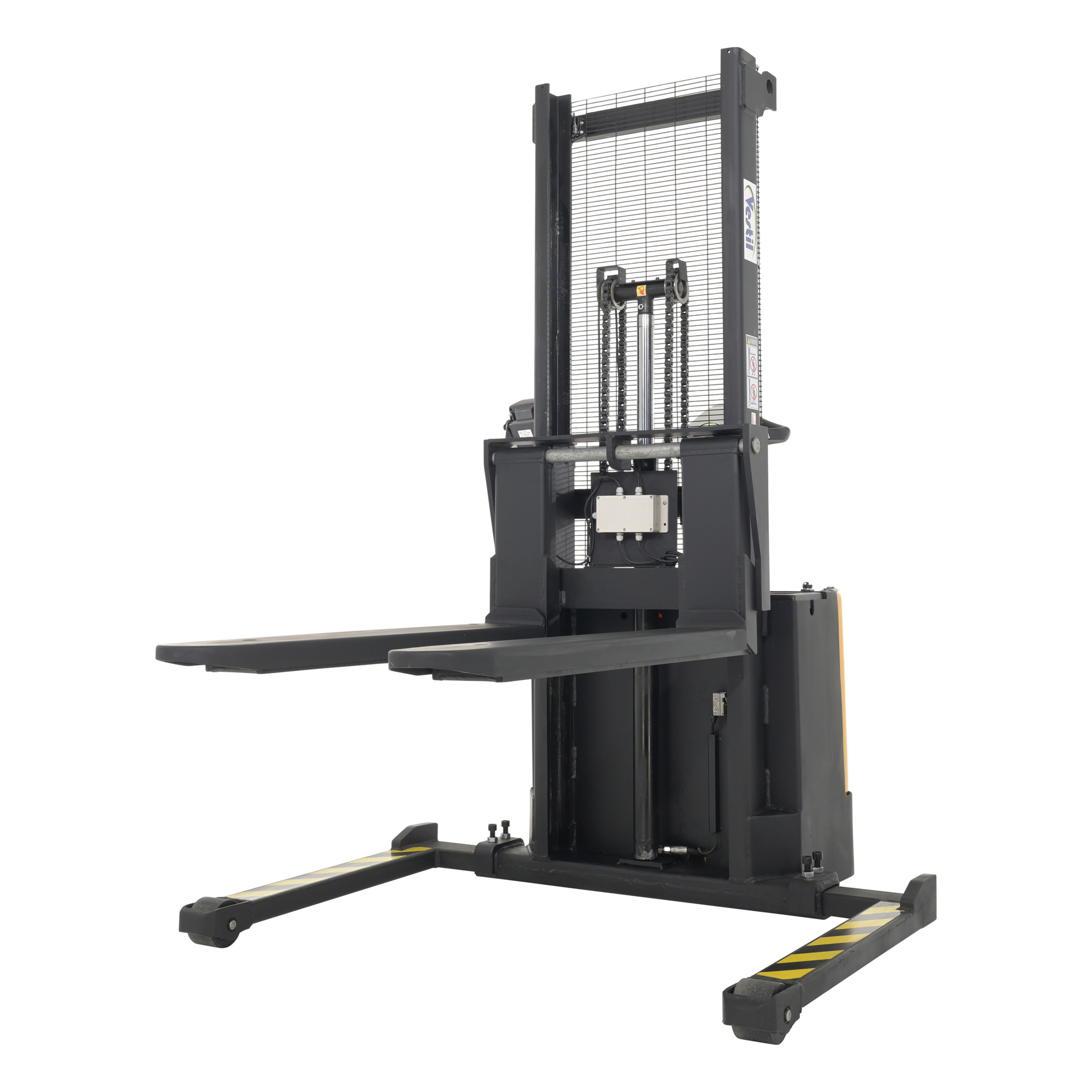Vestil Steel Adjustable Powered Lift Stacker with Scale — 62in. Raised Height, 2,000-Lb. Capacity, Black/Yellow, Model# S-62-AA-SCL